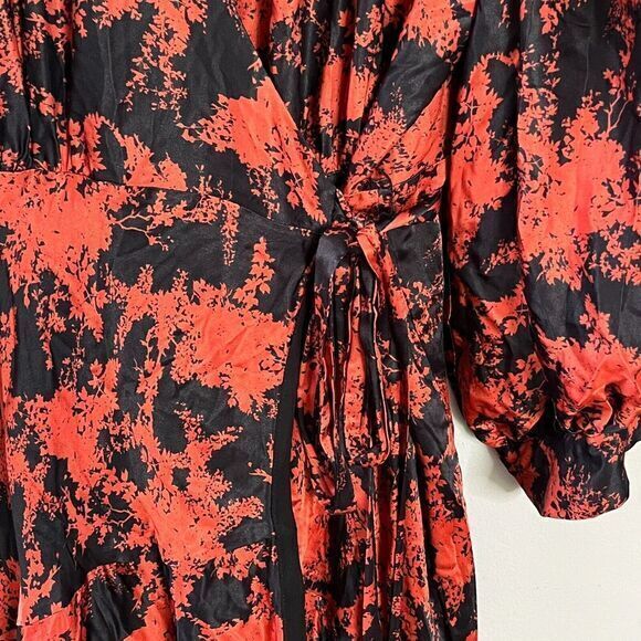 Caballero Maxi Wrap Dress Silk Blend Red/Black Plus Size 1X Holidays‎ Party - Picture 8 of 10
